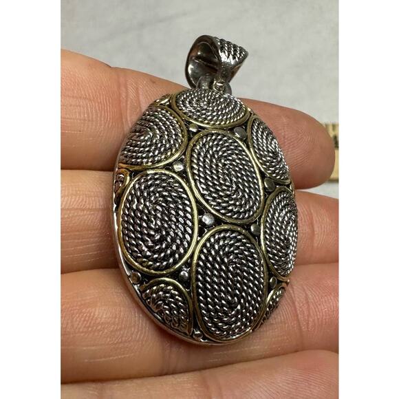 Oval Necklace Pendant Only Gold and Silver Tones - Picture 2 of 4